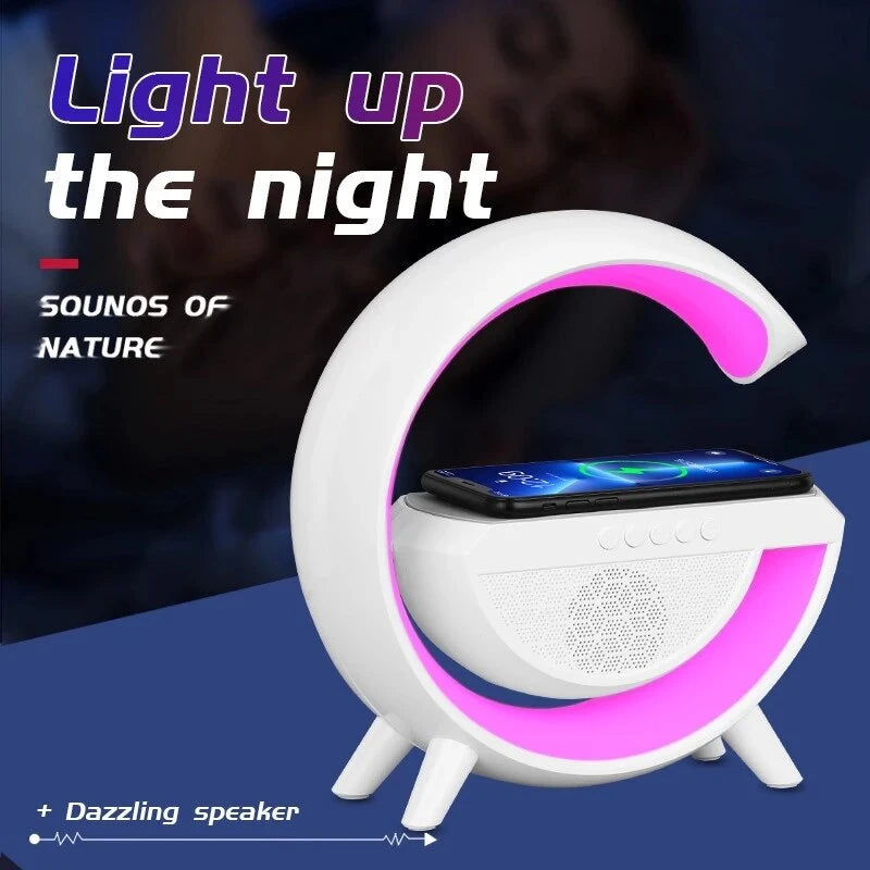 Caixa de Som G-Speaker Luminária Bluetooth Inteligente Carregador Sem Fio Led Luz Rgb Caxinha